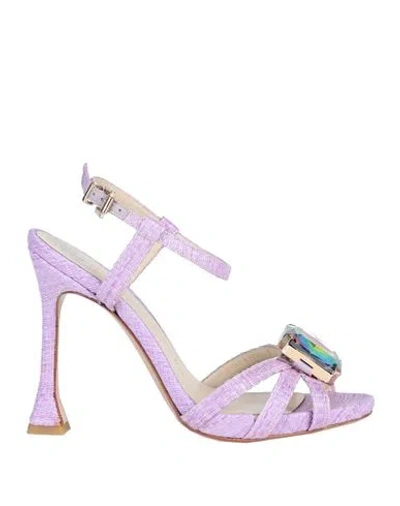 Gianni Marra Woman Sandals Lilac Size 8 Textile Fibers In Purple