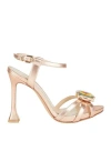 GIANNI MARRA GIANNI MARRA WOMAN SANDALS ROSE GOLD SIZE 8 LEATHER