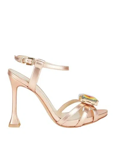 Gianni Marra Woman Sandals Rose Gold Size 8 Leather