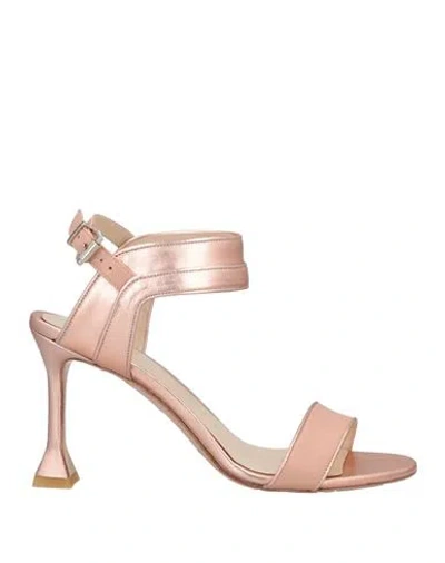 Gianni Marra Woman Sandals Rose Gold Size 10 Soft Leather