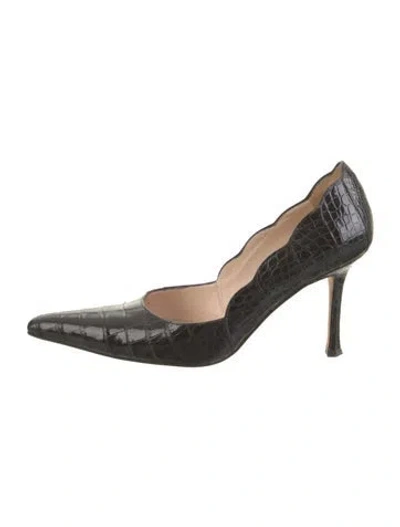 Pre-owned Gianni Milanesi Embossed Leather Pumps In Black
