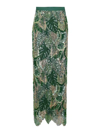 Gianni Molaro Long Lace Skirt In Green