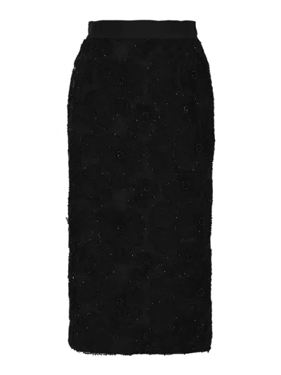 Gianni Molaro Midi Skirt With Beaded Embroidery In Black