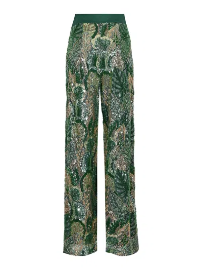 Gianni Molaro Lace Trousers With Sequin And Bead Embroidery In Multi