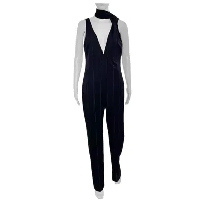 Pre-owned Gianni Versace Couture 1998 Vintage  Pinstripe Jumpsuit It 42 Nwt In Black
