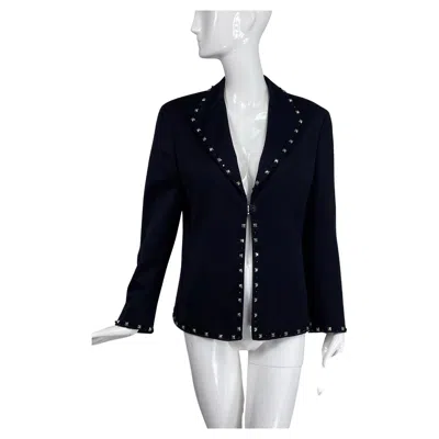 Pre-owned Gianni Versace Couture Black Wool Bead & Stud Trimmed Jacket
