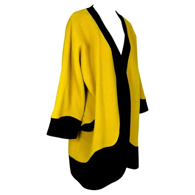 Pre-owned Gianni Versace Couture F/w 1991 Gianni Versace Yellow Oversized Runway Wool Color Block Coat It42 / Us8