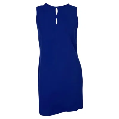 Pre-owned Gianni Versace Couture F/w 1997  Royal Blue Keyhole Wool Stretch Dress It40 / Us6