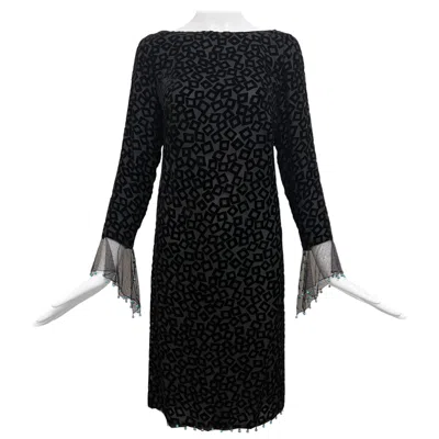 Pre-owned Gianni Versace Couture F/w 1999 Gianni Versace Black Velvet Geometric Beaded Mini Dress