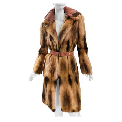 Pre-owned Gianni Versace Couture F/w 2000 Vintage  Fur Coat As Seen On Jen In "hastlers" In Brown