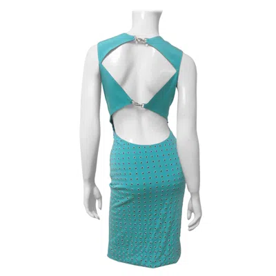 Pre-owned Gianni Versace Couture Gianni Versace Cut Out Back Silk Dress With Grommets S/s 2003 In Gray