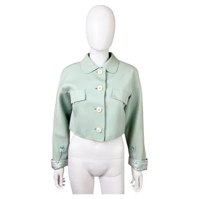 Pre-owned Gianni Versace Couture Gianni Versace Early 1990's Aqua Green Cropped Blazer