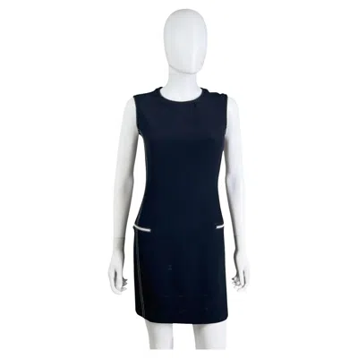 Pre-owned Gianni Versace Couture Gianni Versace S/s 1996 Embroidered Black Viscose Zipped Medusa Dress