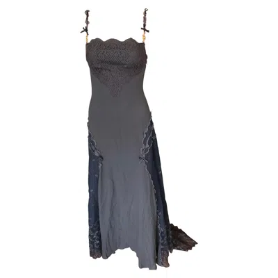 Pre-owned Gianni Versace Couture Gianni Versace S/s 1997 Runway Sheer Lace Panels Grey Evening Dress Gown In Gray