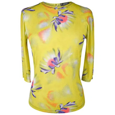 Pre-owned Gianni Versace Couture Gianni Versace Top Vintage Semi Sheer Top 3/4 Sleeve 42 / 8 In Yellow