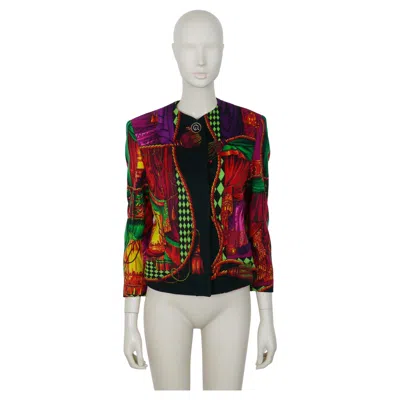 Pre-owned Gianni Versace Couture Iconic Fall/winter 1991/92 Teather Drape Print Jacket In Sand