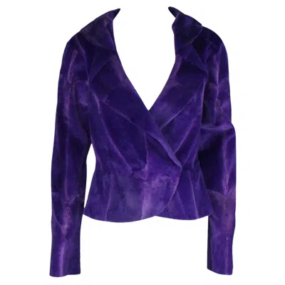 Pre-owned Gianni Versace Couture New  Fw 2000 Purple Fur Jacket Coat 42