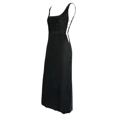 Pre-owned Gianni Versace Couture Nwt F/w 1998 Gianni Versace By Donatella Black Rhinestone Side Slit Medusa Gown