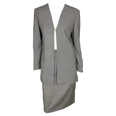 Pre-owned Gianni Versace Couture Nwt S/s 1998 Gianni Versace By Donatella Houndstooth Tunic Suit Green Lining