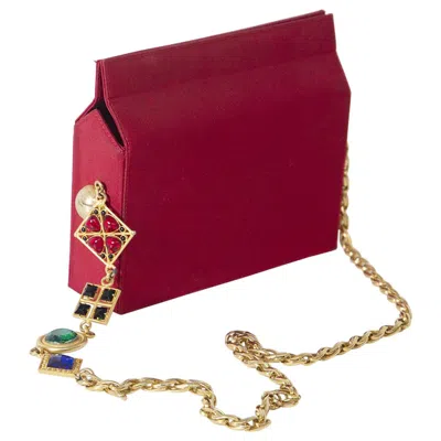 Pre-owned Gianni Versace Couture Rare Red Fabric Shoulder Pochette By , 90s