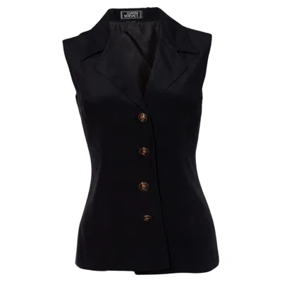 Pre-owned Gianni Versace Couture , Sleeveless Blouse Top In Black