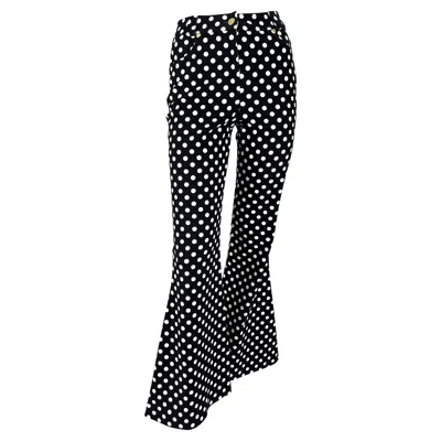 Pre-owned Gianni Versace Couture S/s 1993  Runway Black Polka Dot Flare Bell Bottom Jeans