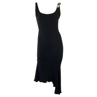 Pre-owned Gianni Versace Couture S/s 1997  Beaded Rhinestone Black Mid-length Gown It40