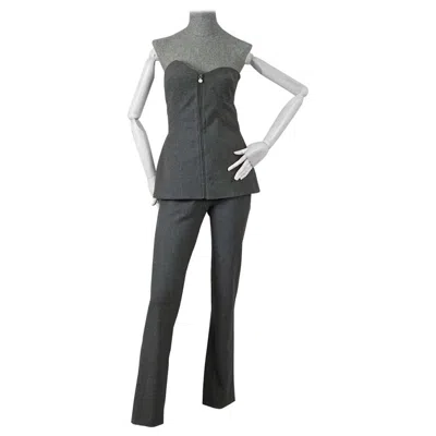 Pre-owned Gianni Versace Couture Vintage Gianni Versace Asymmetric Bustier Tube Top Pants Trouser Suit In Black