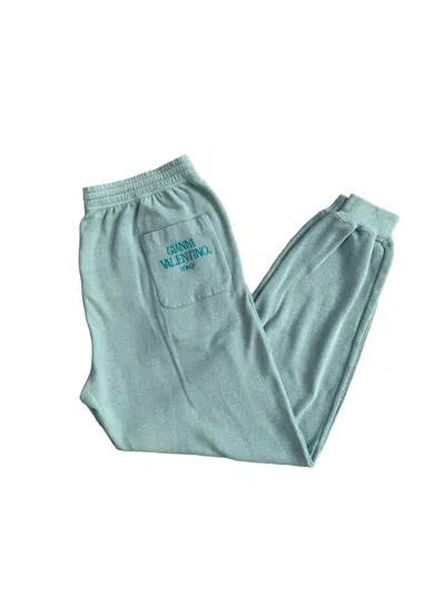 Pre-owned Gianni X Valentino Vintage Gianni Valentino Embroidered Logo Jogger Pants In Mint Green