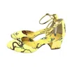 Giannico Brighton Printed Ankle Block Heels In Yellow In Yellow