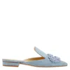 Giannico Daphne Crystal-embellished Woven Flat Sandals In Blue