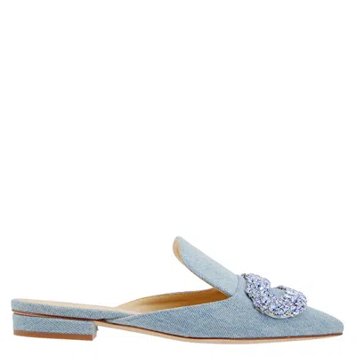 GIANNICO DAPHNE CRYSTAL-EMBELLISHED WOVEN FLAT SANDALS
