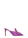 Giannico Daphne 85 Satin Mules In Fuchsia