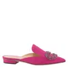 GIANNICO GIANNICO LADIES DEEP ROSE DAPHNE FLAT SATIN MULES