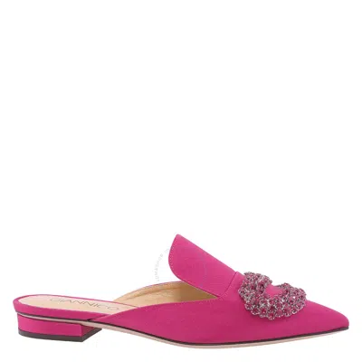 Giannico Ladies Deep Rose Daphne Flat Satin Mules In Pink