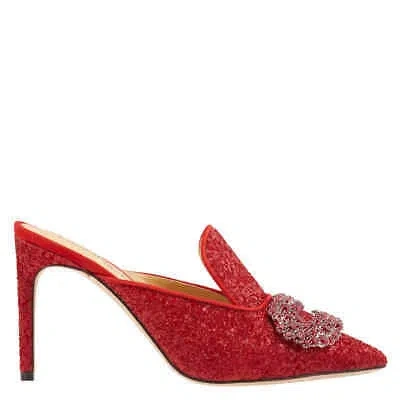 Pre-owned Giannico Ladies Ruby Red Daphne Glittered High-heel Mules