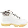 Giannico Ladies White / Inox Calfskin Python Lace-up Buckle Sneakers