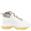GIANNICO GIANNICO LADIES WHITE CALFSKIN PYTHON LACE-UP BUCKLE SNEAKERS