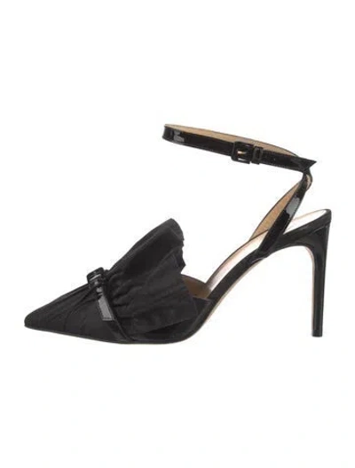 Pre-owned Giannico Ruffle Embellishment Slingback Pumps In Black