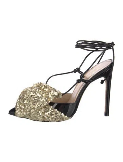 Pre-owned Giannico Sequins Patterned Pumps In Black