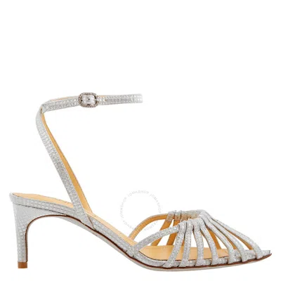 Giannico Silver Eve Slingback Sandals In White