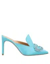 Giannico Woman Mules & Clogs Turquoise Size 6 Textile Fibers In Blue