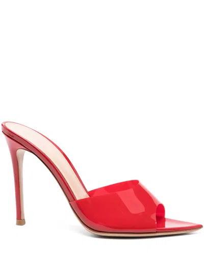 Gianvito Rossi 100mm Leather Heeled Mules In Red