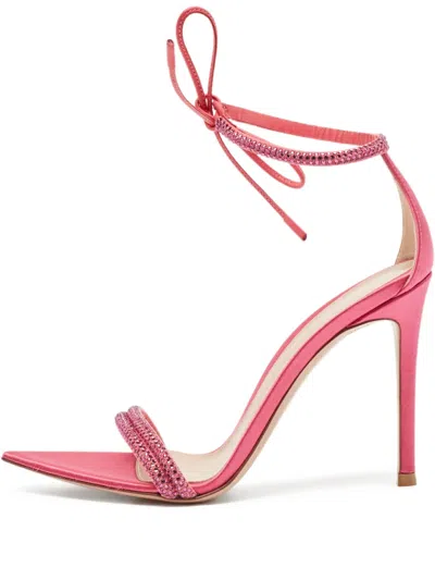 Pre-owned Gianvito Rossi 100mm Montercarlo Satin Ankle-strap Sandals