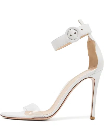 Pre-owned Gianvito Rossi 100mm Portofino Buckle Clear-strap Sandal In White