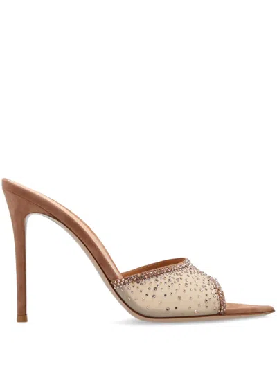 Gianvito Rossi 100mm Rania Leather Mules In Pink
