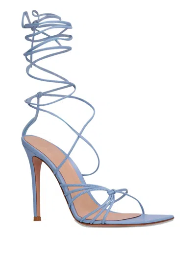Gianvito Rossi 100mm Sylvie Tie-fastening Sandals In Blue