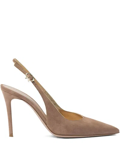 Gianvito Rossi Yves 100 Slingback Suede Pumps In Brown