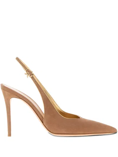 GIANVITO ROSSI 100MM YVES SLINGBACK SUEDE PUMPS