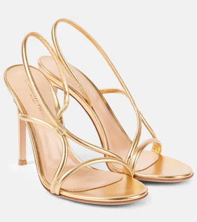 Gianvito Rossi 105 Metallic Leather Sandals In Gold